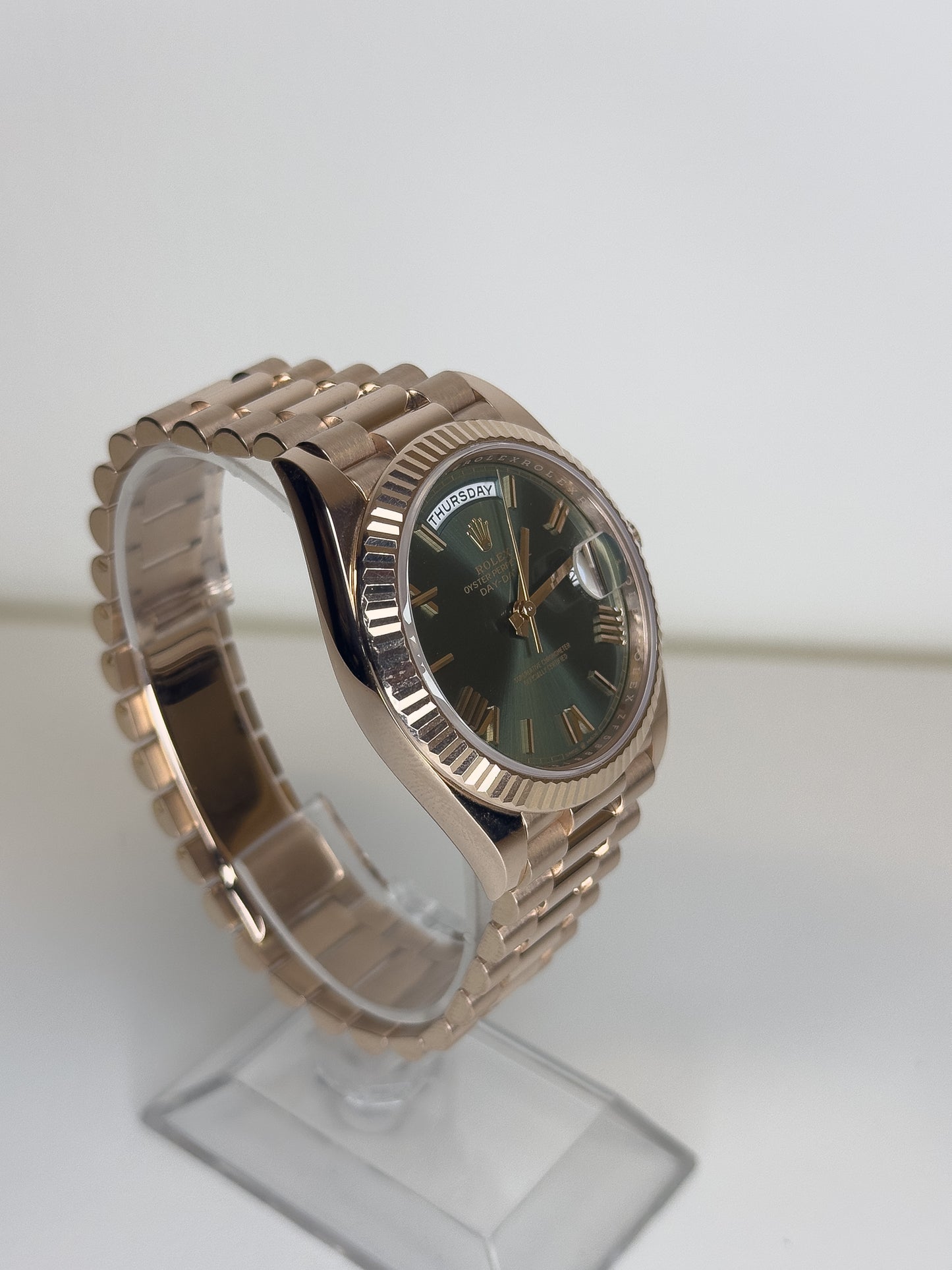 ROLEX DAY-DATE 40 - ROSE GOLD - OLIVE DIAL