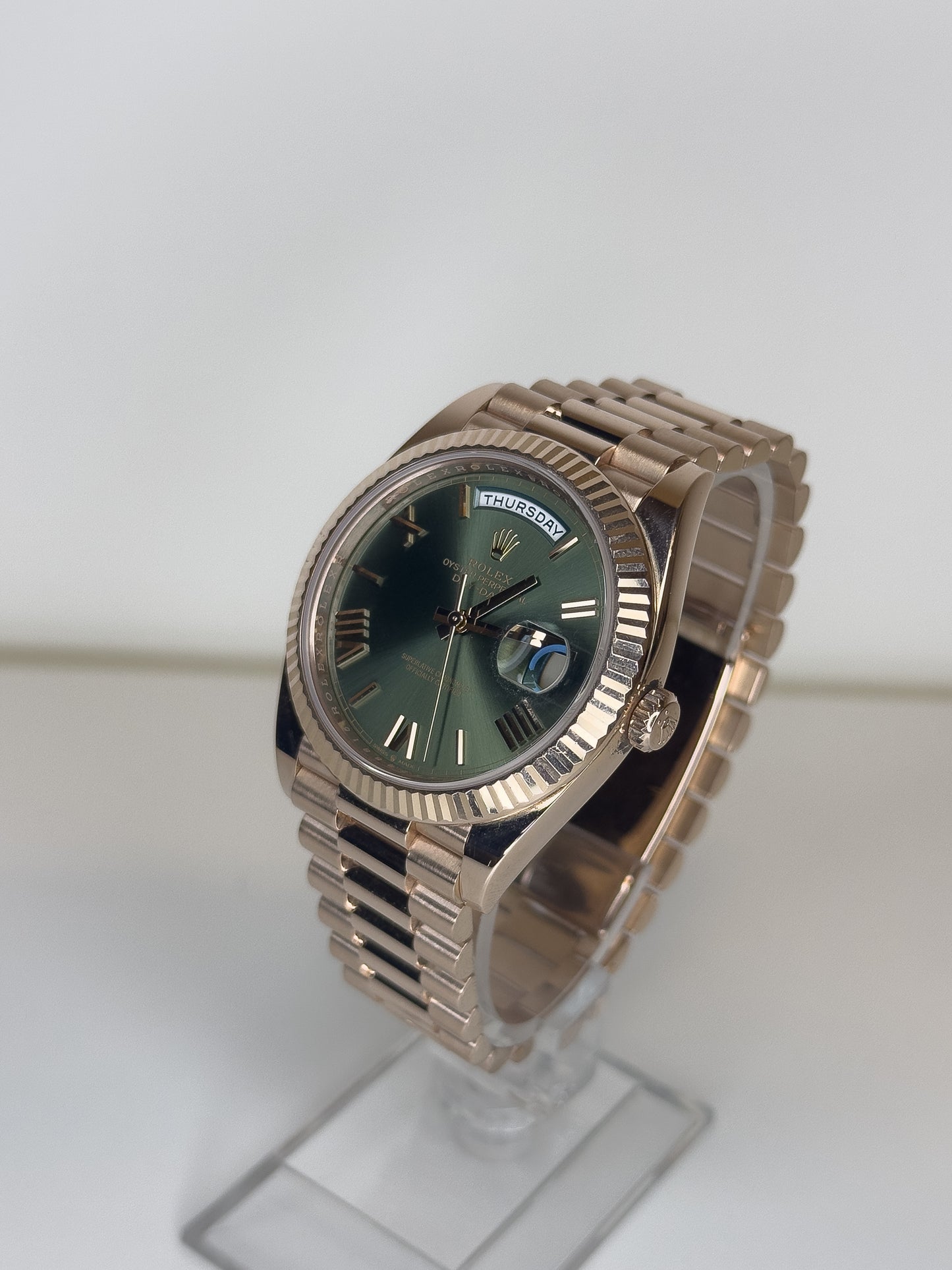 ROLEX DAY-DATE 40 - ROSE GOLD - OLIVE DIAL