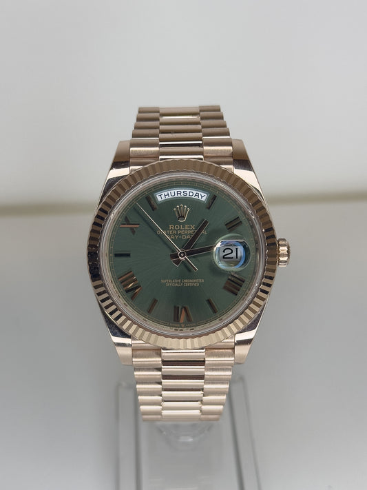 ROLEX DAY-DATE 40 - ROSE GOLD - OLIVE DIAL