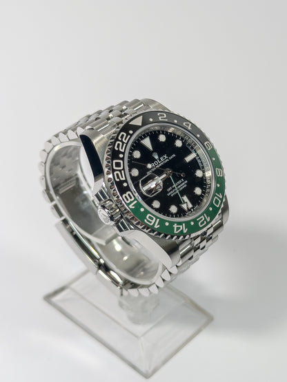 ROLEX GMT-MASTER II - OYSTERSTEEL - BLACK DIAL - BLACK AND GREEN BEZEL