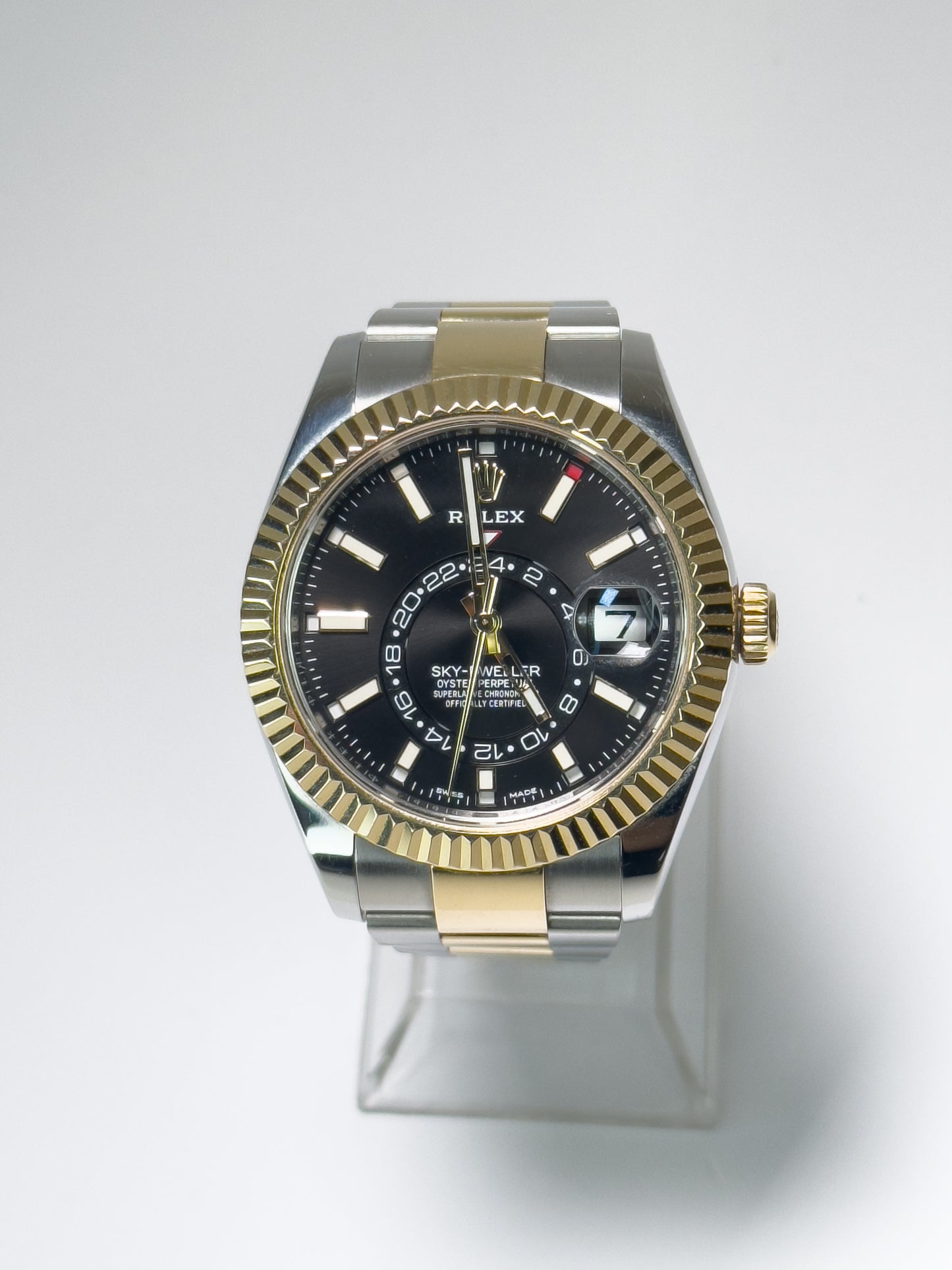 ROLEX SKY-DWELLER - OYSTERSTEEL AND YELLOW GOLD - BLACK DIAL