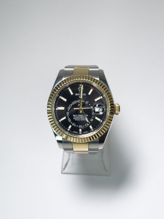 ROLEX SKY-DWELLER - OYSTERSTEEL AND YELLOW GOLD - BLACK DIAL