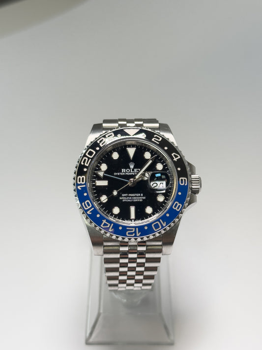 ROLEX GMT-MASTER II - OYSTERSTEEL - BLACK DIAL - BLACK AND BLUE BEZEL