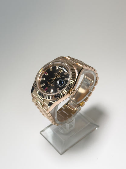 ROLEX DAY-DATE II - EVEROSE - RUBY AND DIAMOND DIAL