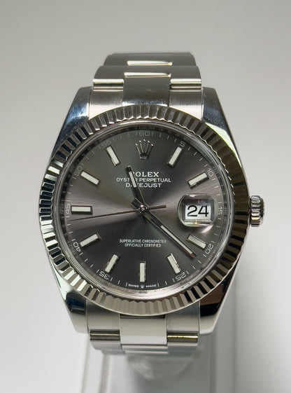 ROLEX DATEJUST 41 - OSYTERSTEEL - RHODIUM DIAL