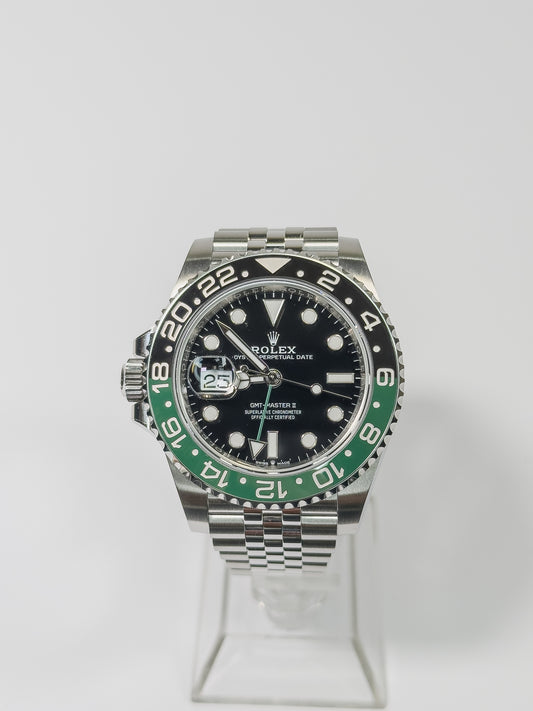 ROLEX GMT-MASTER II - OYSTERSTEEL - BLACK DIAL - BLACK AND GREEN BEZEL